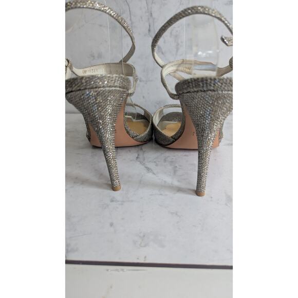 Stuart Weitzman Inviting sparkling strappy heels in Platinum Noir size 10 - Picture 7 of 13